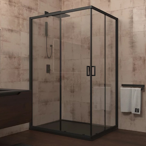 Душевой уголок Veconi Rovigo RV-14 100х80 профиль чёрный матовый, стекло прозрачное Душевой уголок Veconi Rovigo RV-14 100х80 профиль чёрный матовый, стекло прозрачное