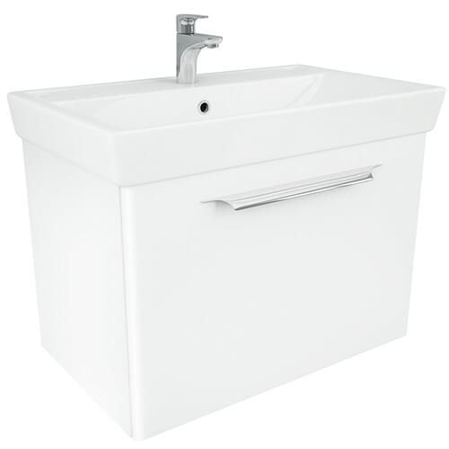 Тумба 800 1ящ + Раковина Q80 Белый мат Lande DIBORG Тумба 800 1ящ + Раковина Q80 Белый мат Lande DIBORG