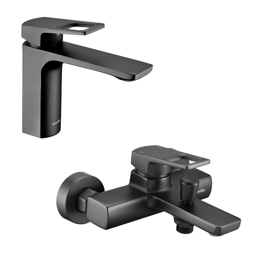 Комплект смесителей Swedbe Kronos 2010B+2030B черный матовый Комплект смесителей Swedbe Kronos 2010B+2030B черный матовый