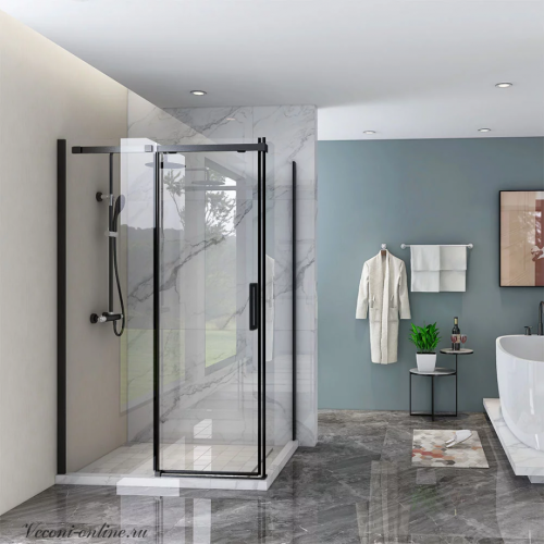 Душевой уголок Veconi Rovigo RV070 120х90 профиль черный матовый, стекло прозрачное Душевой уголок Veconi Rovigo RV070 120х90 профиль черный матовый, стекло прозрачное