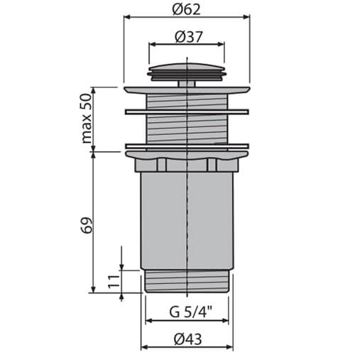 Донный клапан Alcaplast A394 хром Донный клапан Alcaplast A394 хром