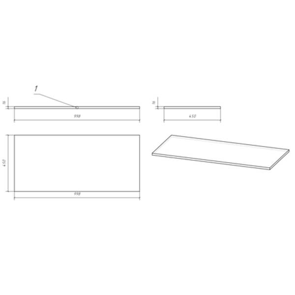 Столешница 998х450 MODUO 100 Cersanit BL-MOD100 Столешница 998х450 MODUO 100 Cersanit BL-MOD100