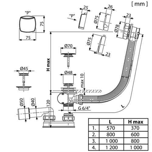 Слив-перелив Alcaplast A55ANTIC-80 Слив-перелив Alcaplast A55ANTIC-80