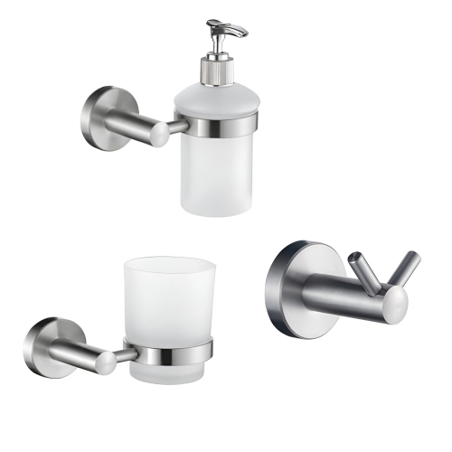 Набор Accoona 121 нержавеющая сталь Стакан+Дозатор+Крючок двойной Набор Accoona 121 нержавеющая сталь Стакан+Дозатор+Крючок двойной