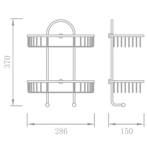 Полка AVS 880329 2-х ярусная, хром Полка AVS 880329 2-х ярусная, хром