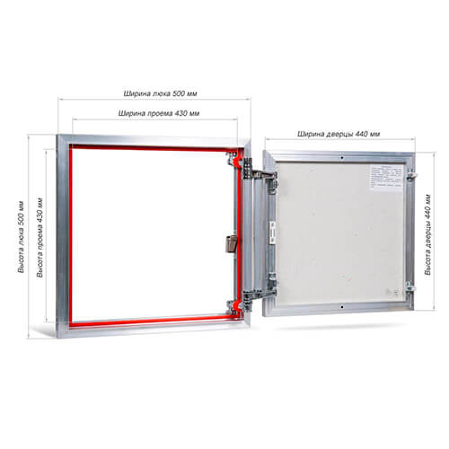 Люк под плитку 500х500 Евроформат Практика ЕТР 50-50 Люк под плитку 500х500 Евроформат Практика ЕТР 50-50