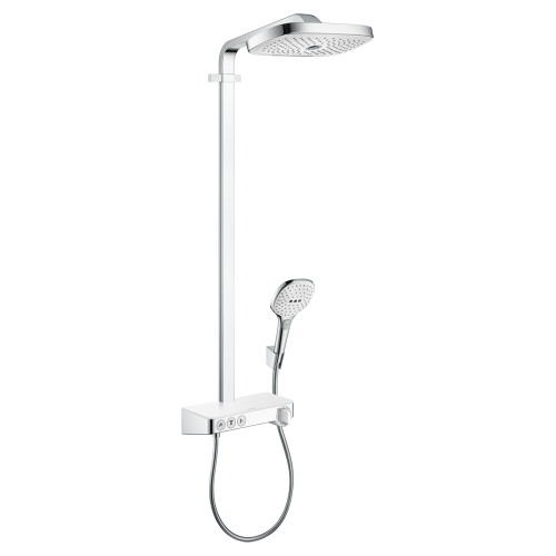 Душевая стойка Hansgrohe Raindance Select E 300 3 jet Showerpipe 27127400 хром/белый Душевая стойка Hansgrohe Raindance Select E 300 3 jet Showerpipe 27127400 хром/белый