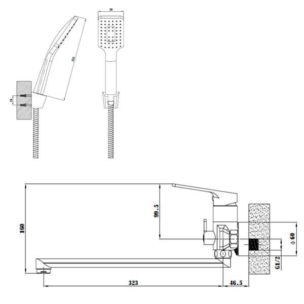 Смеситель универсальный Esko Singapore black SB 31 черный матовый Смеситель универсальный Esko Singapore black SB 31 черный матовый