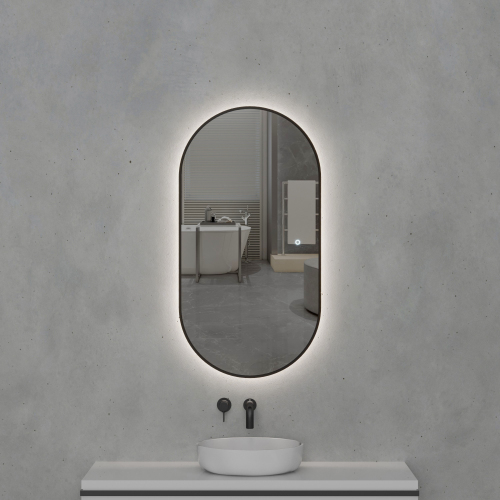 Зеркало с подсветкой AVS Гарда 55x105 см, черное с ИК-сенсор Зеркало с подсветкой AVS Гарда 55x105 см, черное с ИК-сенсор