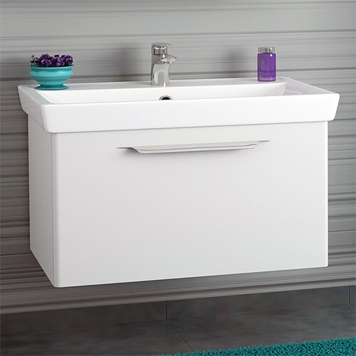 Тумба 800 1ящ + Раковина Q80 Белый мат Lande DIBORG Тумба 800 1ящ + Раковина Q80 Белый мат Lande DIBORG