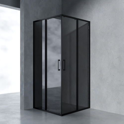 Душевой уголок AVS Куб Лайт 90x90 профиль черный матовый, стекло черное Душевой уголок AVS Куб Лайт 90x90 профиль черный матовый, стекло черное
