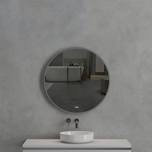 Зеркало с подсветкой AVS AZ 80 см, антипар, оружейная сталь Зеркало с подсветкой AVS AZ 80 см, антипар, оружейная сталь