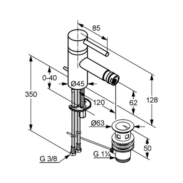 Смеситель для биде Kludi Bozz 385333976 черный матовый Смеситель для биде Kludi Bozz 385333976 черный матовый