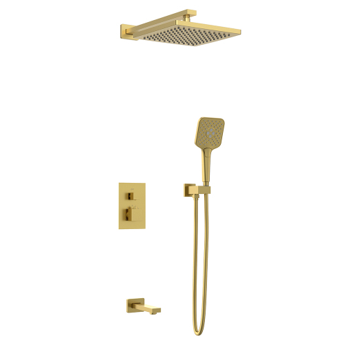 Душевой комплект AVS Termo 4в1 квадратный, брашированное золото Душевой комплект AVS Termo 4в1 квадратный, брашированное золото
