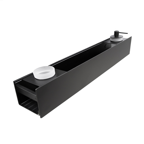 Полка AVS King, 65 см, черный матовый, с дозатором и стаканом Полка AVS King, 65 см, черный матовый, с дозатором и стаканом