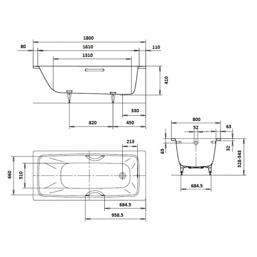 Стальная ванна 1800х800 Cayono Kaldewei 2751.3000.3001 Стальная ванна 1800х800 Cayono Kaldewei 2751.3000.3001
