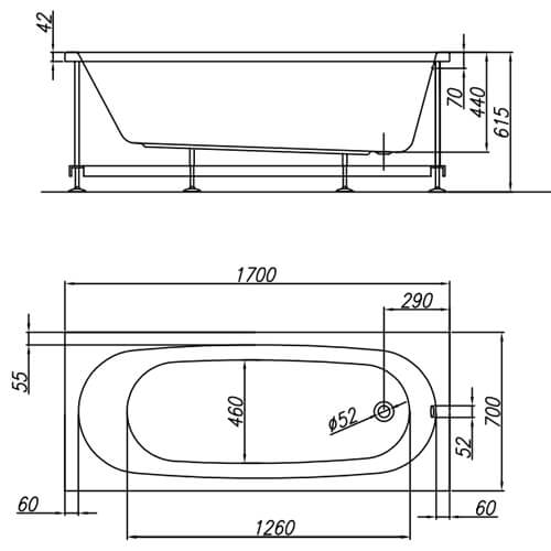 Акриловая ванна Kolpa-San Tamia 170х70 белая без каркаса Акриловая ванна Kolpa-San Tamia 170х70 белая без каркаса