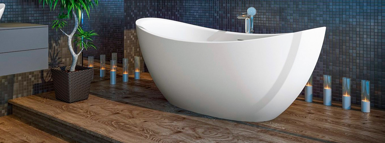 Стильная ванная из искусственного камня Искусственный камень