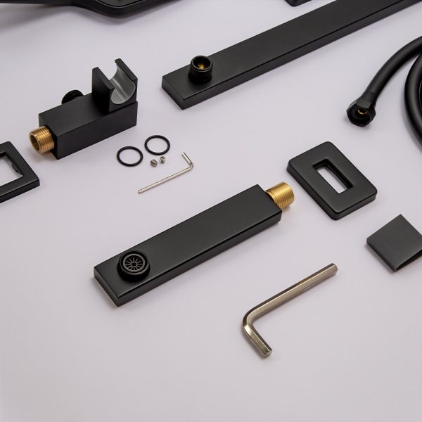 Душевой комплект AVS Cube 4в1черный матовый Душевой комплект AVS Cube 4в1черный матовый