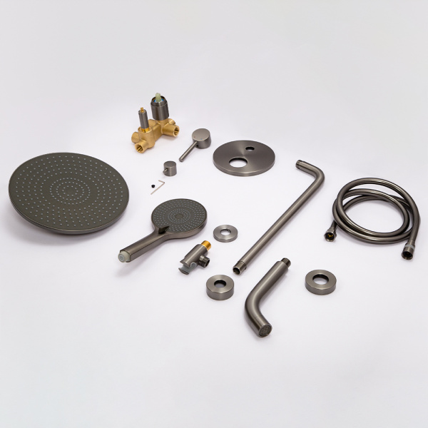 Душевой комплект AVS Slimmer 4в1 оружейная сталь Душевой комплект AVS Slimmer 4в1 оружейная сталь