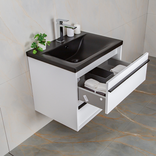 Тумба с раковиной AVS Графика 60 белая матовая с черной ручкой и раковиной Тумба с раковиной AVS Графика 60 белая матовая с черной ручкой и раковиной