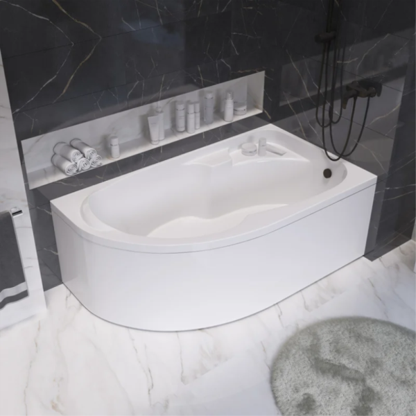 Акриловая ванна 1MarKa Diana 160x100 R белая, с каркасом и экраном