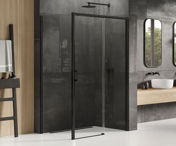 Душевой уголок New Trendy Prime Black D-0321A/D-0129B 120x90 R профиль черный матовый, стекло прозрачное Душевой уголок New Trendy Prime Black D-0321A/D-0129B 120x90 R профиль черный матовый, стекло прозрачное