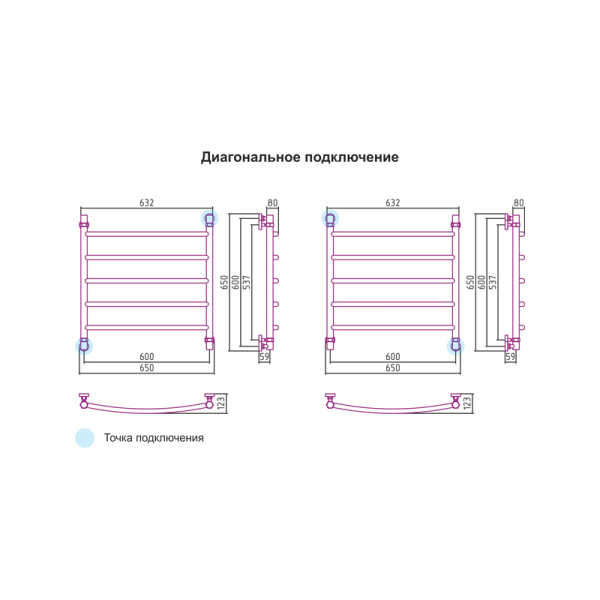 Полотенцесушитель водяной Сунержа Галант 60x60 белый Полотенцесушитель водяной Сунержа Галант 60x60 белый