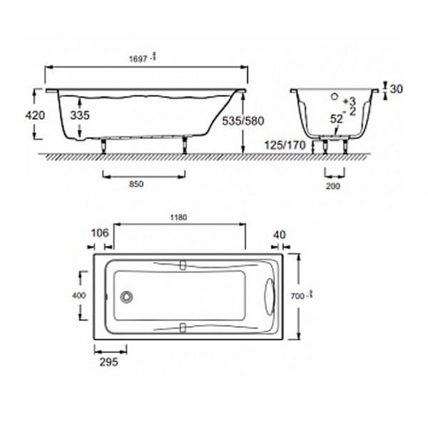 Акриловая ванна Jacob Delafon Odeon Up 170x70 белая без каркаса Акриловая ванна Jacob Delafon Odeon Up 170x70 белая без каркаса