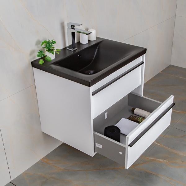 Тумба с раковиной AVS Графика 60 белая матовая с черной ручкой и раковиной Тумба с раковиной AVS Графика 60 белая матовая с черной ручкой и раковиной