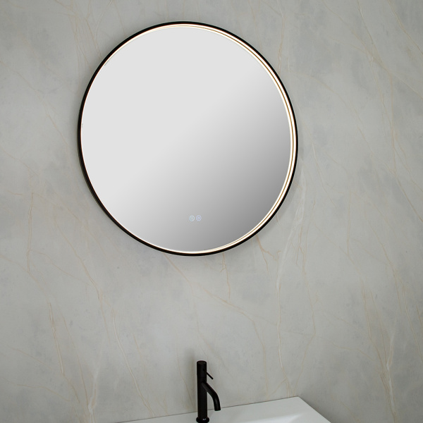 Зеркало с подсветкой AVS AZ 80 см, антипар, черное матовое Зеркало с подсветкой AVS AZ 80 см, антипар, черное матовое