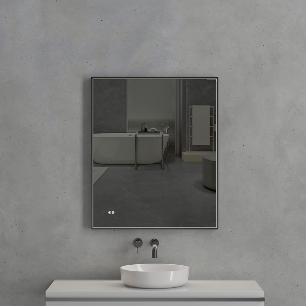 Зеркало с подсветкой AVS ZH 75x90 см, антипар, черное матовое Зеркало с подсветкой AVS ZH 75x90 см, антипар, черное матовое