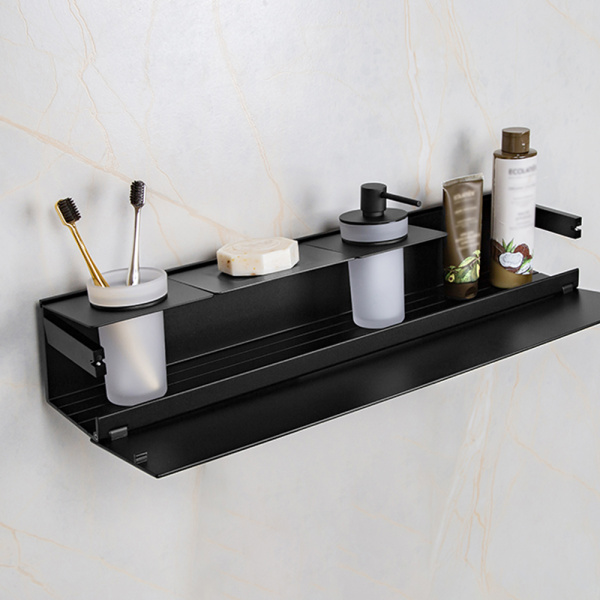 Полка AVS King, 65 см, черный матовый, с мыльницей, дозатором и стаканом Полка AVS King, 65 см, черный матовый, с мыльницей, дозатором и стаканом