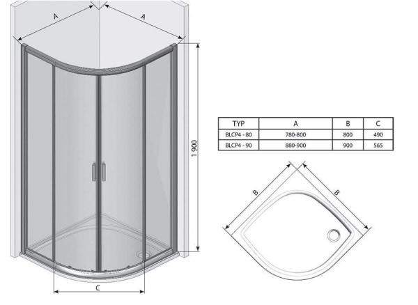 Душевой уголок 80х80х195 RAVAK 3B240C00Z1 Душевой уголок 80х80х195 RAVAK 3B240C00Z1